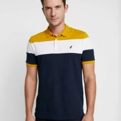 Pier One Polo - Dark Blue/mustard, Hombre