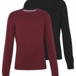 Pier One Hombre 2 PACK - Jersey De Punto - Black/bordeaux