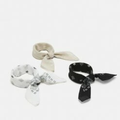 Pier One Unisexo BANDANA UNISEX 3 PACK - Pañuelo - Black/white/beige