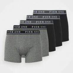 Pier One 5 PACK - Culotte - Black/mottled Dark Grey, Hombre