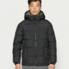 Pier One Hombre BASIC PUFFER JACKET WITH CONTRAST HOOD - Chaqueta De Invierno - Black/olive