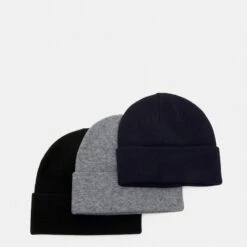 Pier One Unisexo 3 PACK UNISEX - Gorro - Black/grey/dark Blue