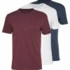 Pier One Hombre 3 PACK - Camiseta Básica - Mottled Bordeaux/white/blue -Ofertas Pier One Tienda 1a1b68220b7042e3b86fe00c310634af