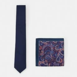 Pier One Hombre SET - Corbata - Dark Blue/bordeaux