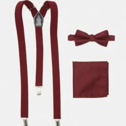 Pier One Hombre SUSPENDER/HOSENTRÄGER SET - Pañuelo De Bolsillo - Bordeaux