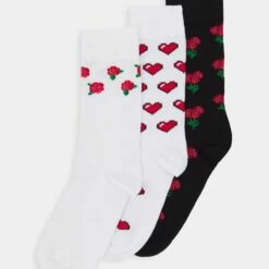 Pier One Hombre VALENTINES SOCK 3 PACK - Calcetines - Black/red/white