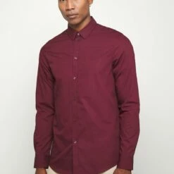 Pier One Camisa Elegante - Bordeaux, Hombre