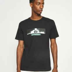 Pier One Hombre MATRIX TEE - Camiseta Estampada - Black