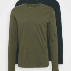 Pier One 2 PACK - Camiseta De Manga Larga - Olive/dark Blue, Hombre -Ofertas Pier One Tienda 6a7de77a56f84556b3881a12d29e9a91