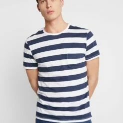 Pier One Hombre Camiseta Estampada - Dark Blue/white