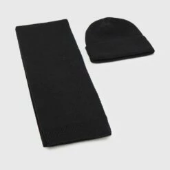 Pier One Unisexo SET UNISEX - Bufanda - Black