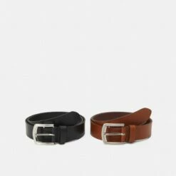 Pier One Hombre LEATHER 2 PACK - Cinturón - Cognac/black