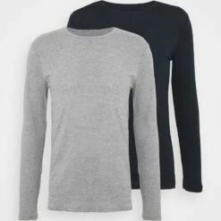 Pier One Hombre 2 PACK - Camiseta De Manga Larga - Dark Blue/mottled Grey -Ofertas Pier One Tienda 83e8584011fe4549a7baa0287054691e