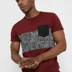 Pier One Hombre Camiseta Estampada - Bordeaux
