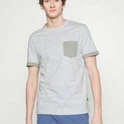 Pier One Hombre Camiseta Básica - Mottled Light Grey