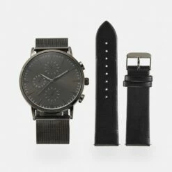 Pier One Unisexo SET - Reloj - Gunmetal/black