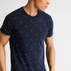 Pier One Camiseta Estampada - Navy, Hombre
