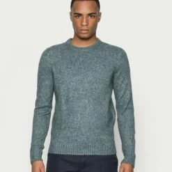 Pier One Hombre ESSENTIAL WINTER CREWNECK - Jersey De Punto - Blue/grey
