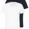 Pier One Hombre 2 PACK - Camiseta Básica - White/dark Blue