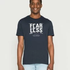 Pier One Camiseta Estampada - Dark Blue, Hombre