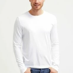 Pier One Hombre Camiseta De Manga Larga - White