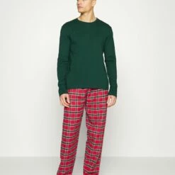 Pier One Hombre Pijama - Dark Green/red