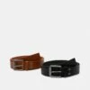 Pier One Unisexo 2 PACK - Cinturón - Black/cognac