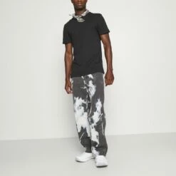 Pier One Hombre 3 PACK - Camiseta Básica - Black/mottled Dark Grey/bordeaux