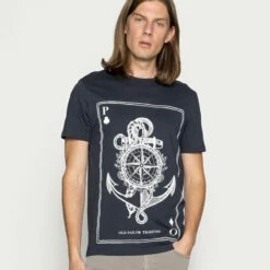 Pier One Camiseta Estampada - Dark Blue, Hombre